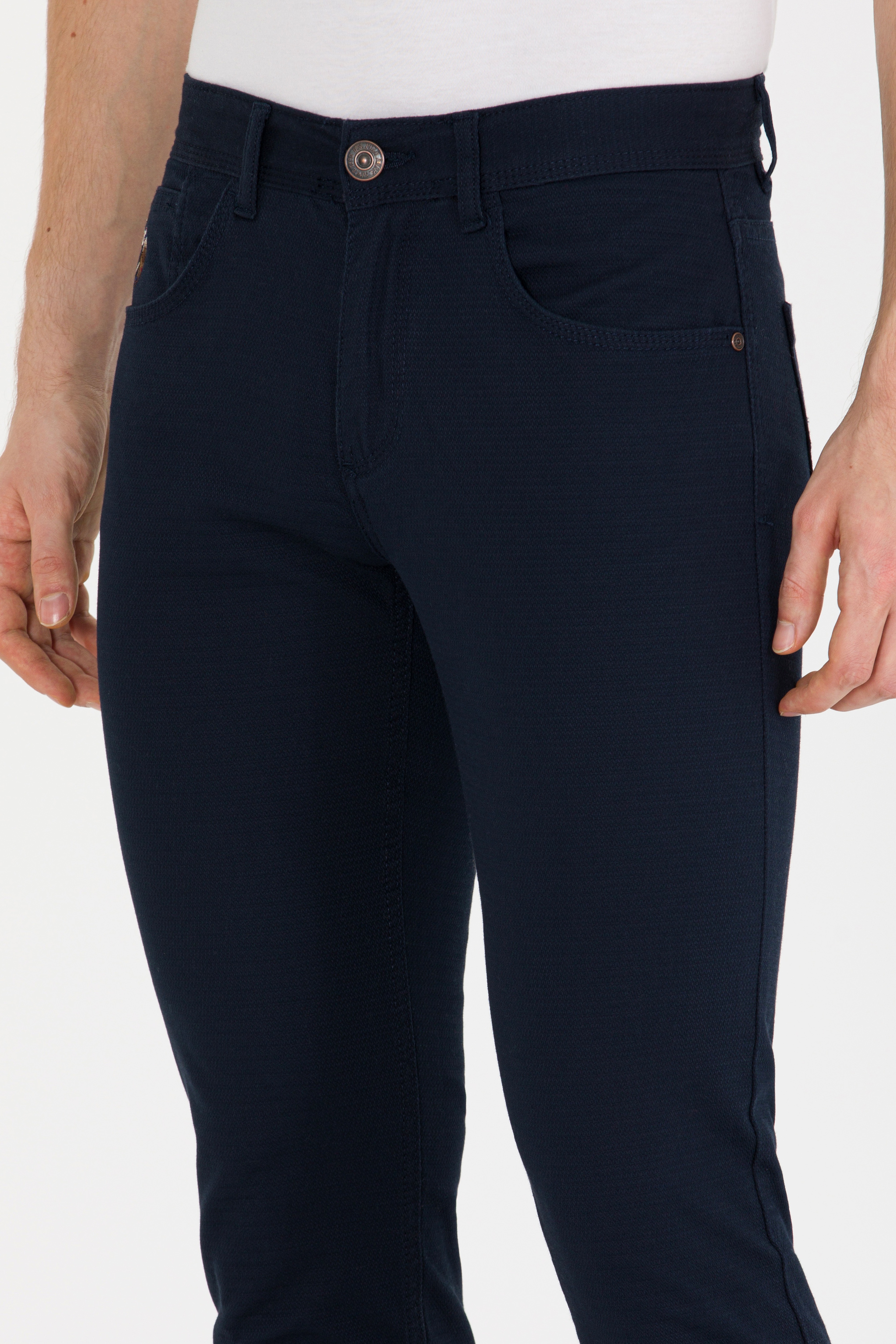 Erkek Slim Fit Lacivert Kanvas Pantolon - Image 5