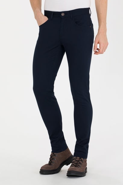 Erkek Slim Fit Lacivert Kanvas Pantolon