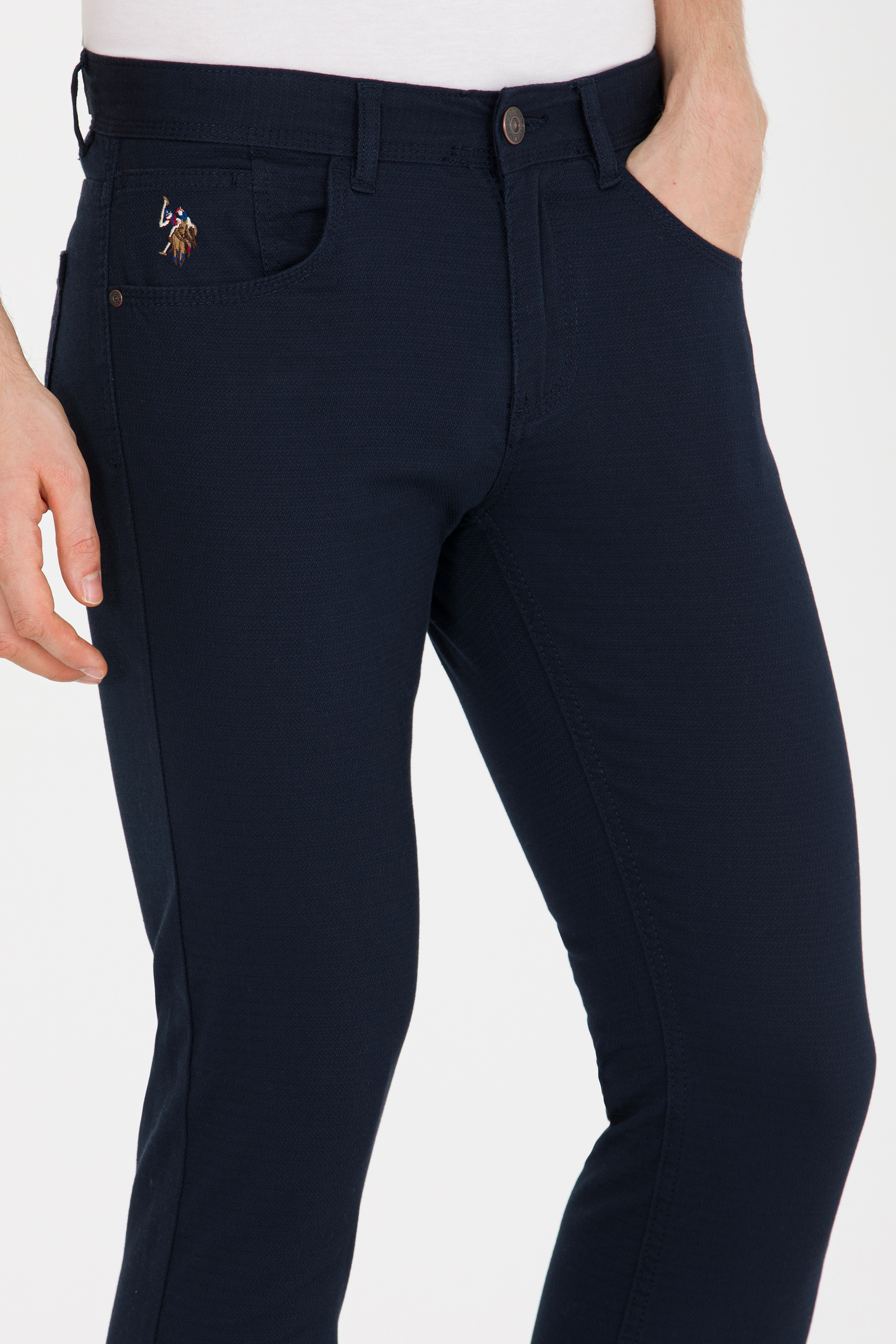 Erkek Slim Fit Lacivert Kanvas Pantolon - Image 6
