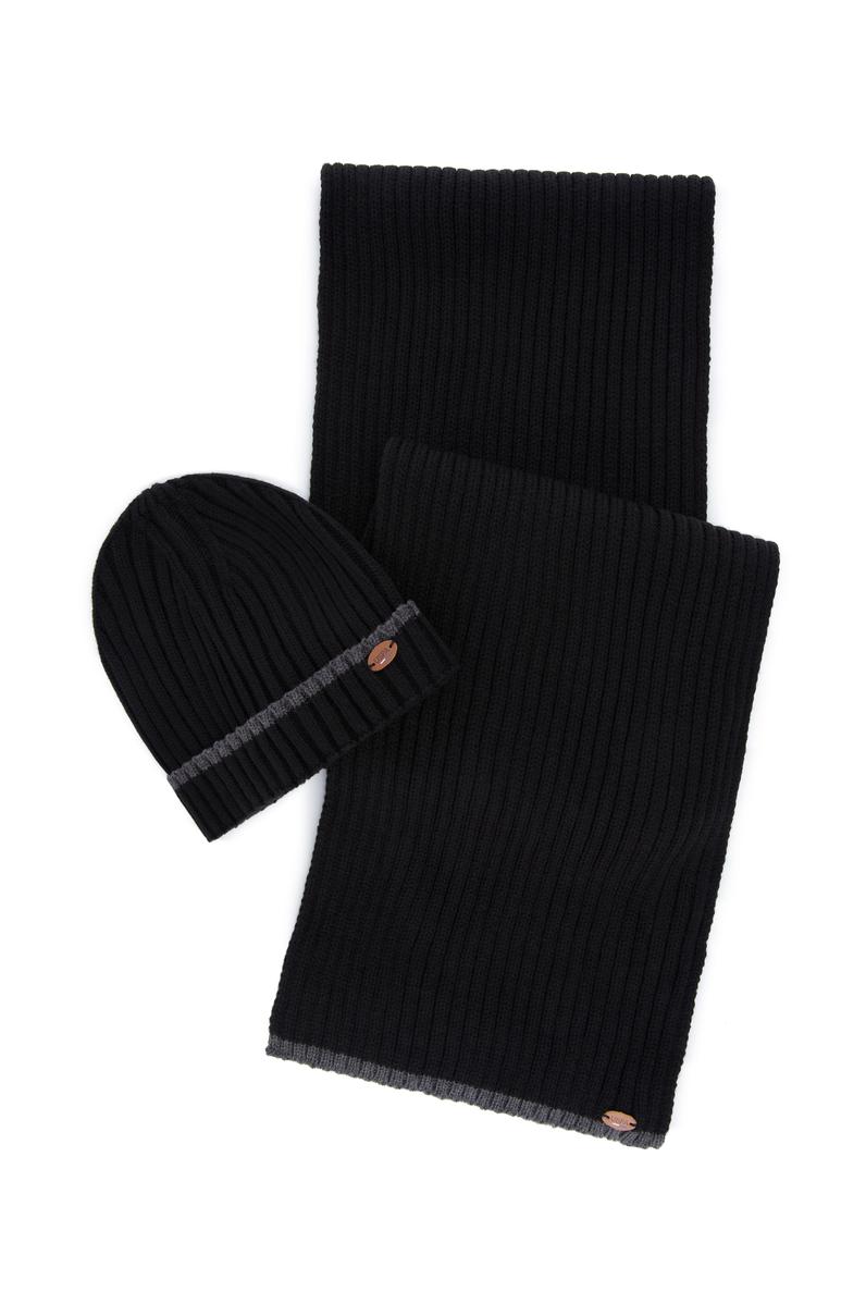 Erkek Siyah Kaşkol Bere Takım