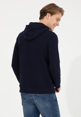 Erkek Lacivert Kapüşonlu Basic Sweatshirt - 50261140078