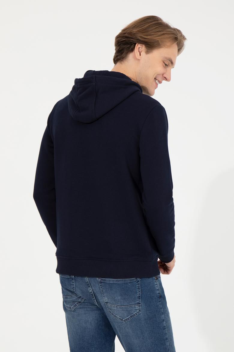 Erkek Lacivert Kapüşonlu Basic Sweatshirt - 50261140078