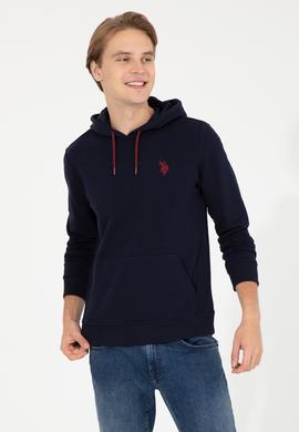 Erkek Lacivert Kapüşonlu Basic Sweatshirt - 50261140078