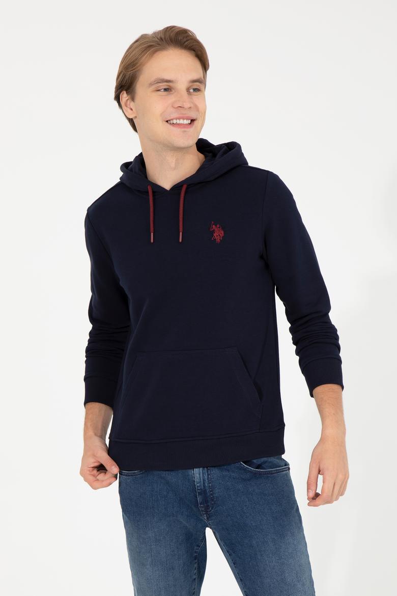 Erkek Lacivert Kapüşonlu Basic Sweatshirt - 50261140078