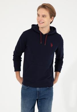 Erkek Lacivert Kapüşonlu Basic Sweatshirt - 50261140078