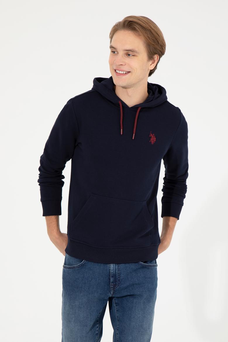 Erkek Lacivert Kapüşonlu Basic Sweatshirt - 50261140078