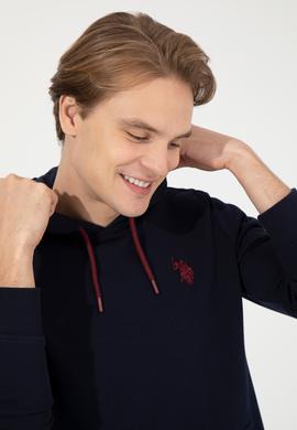 Erkek Lacivert Kapüşonlu Basic Sweatshirt - 50261140078