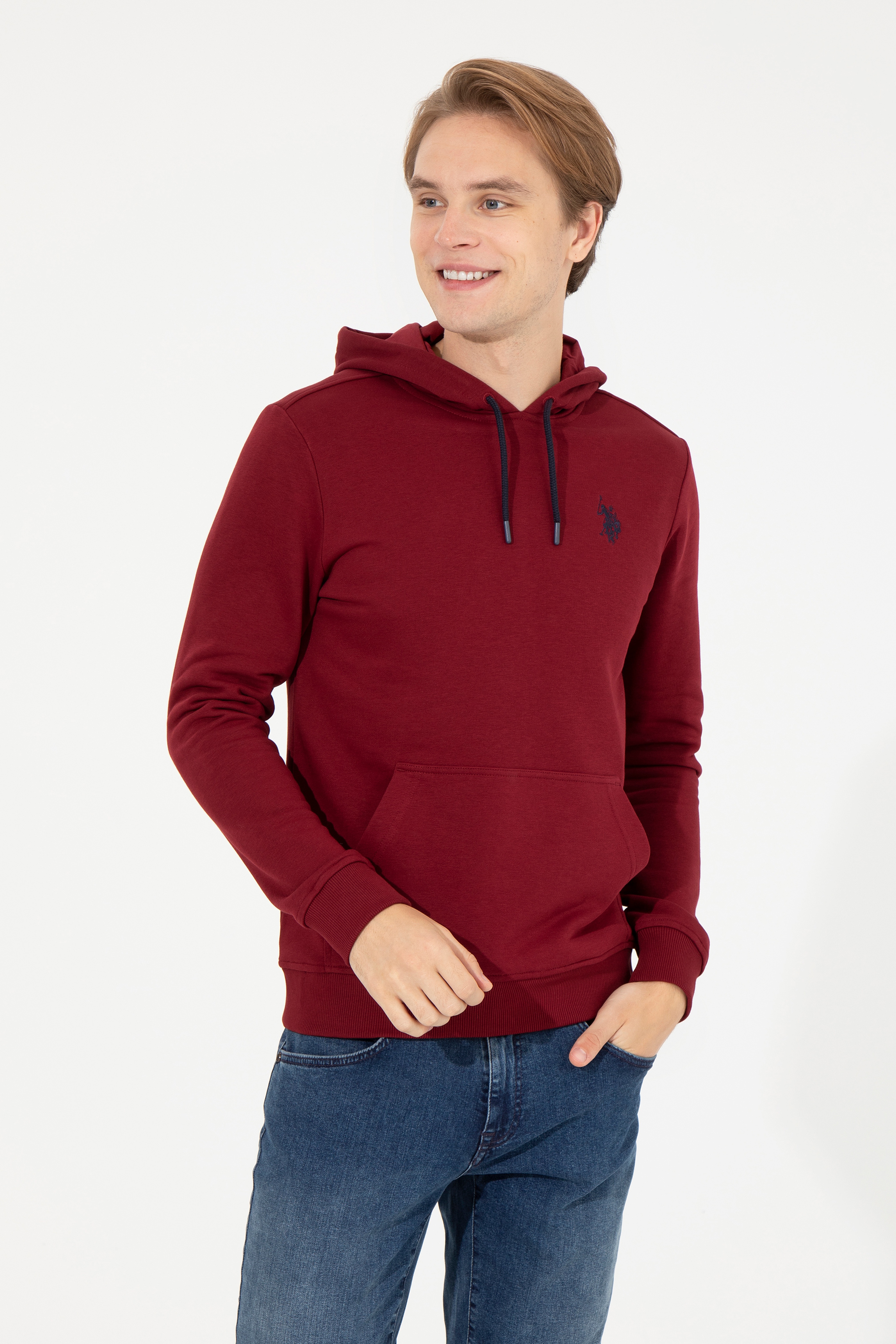 Erkek Bordo Basic Sweatshirt - Image 4