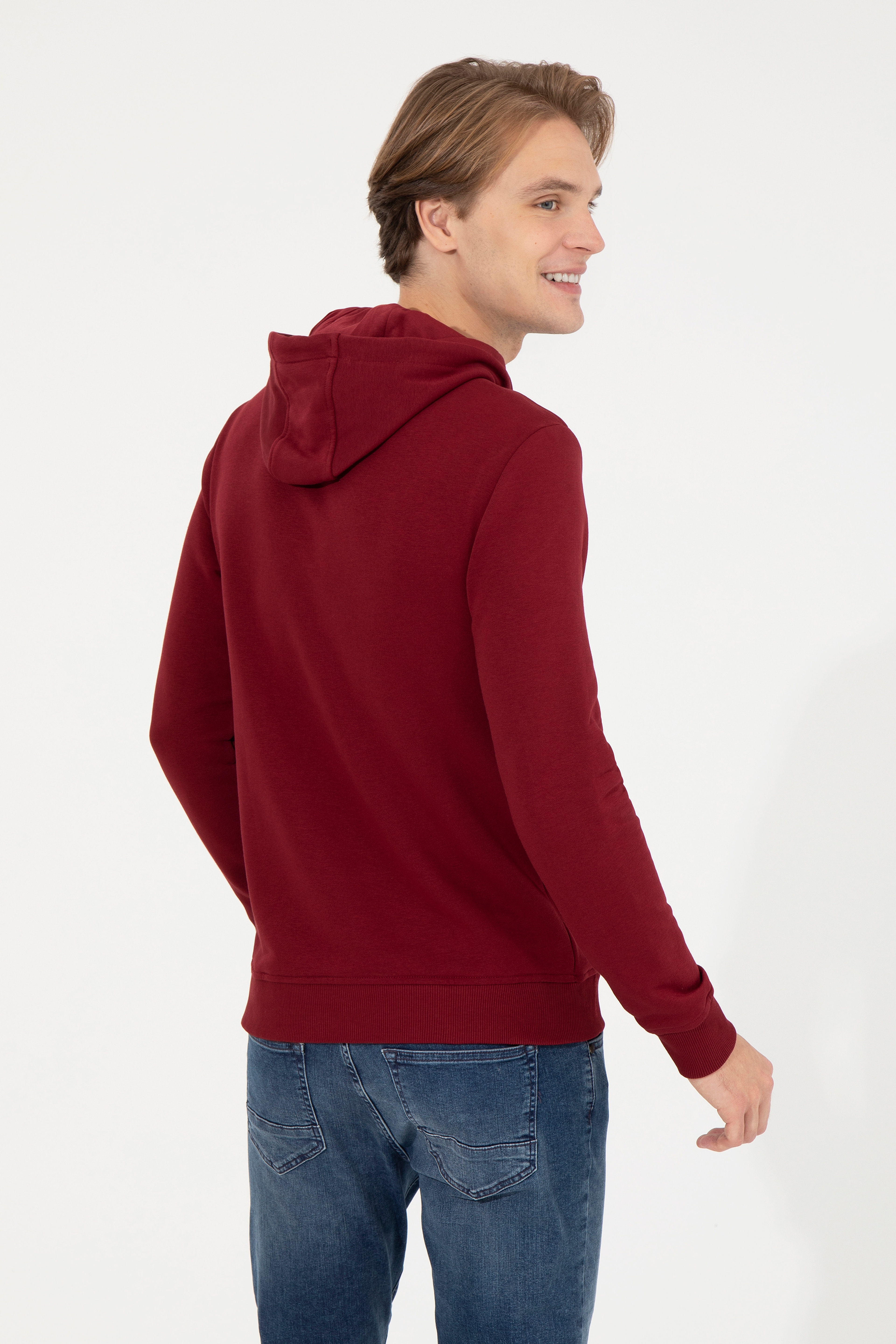 Erkek Bordo Basic Sweatshirt