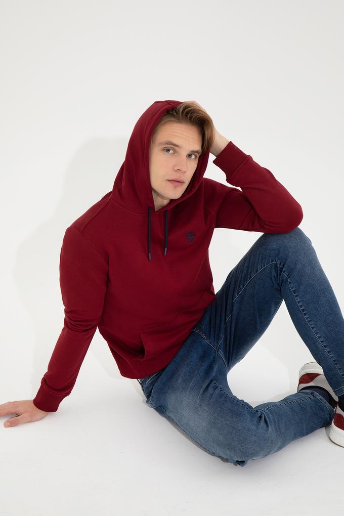 Erkek Bordo Basic Sweatshirt