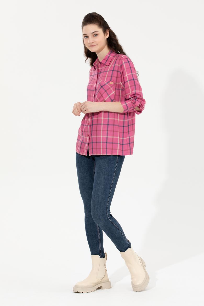 Kadın Pembe Uzun Kollu Gömlek - 50262228007