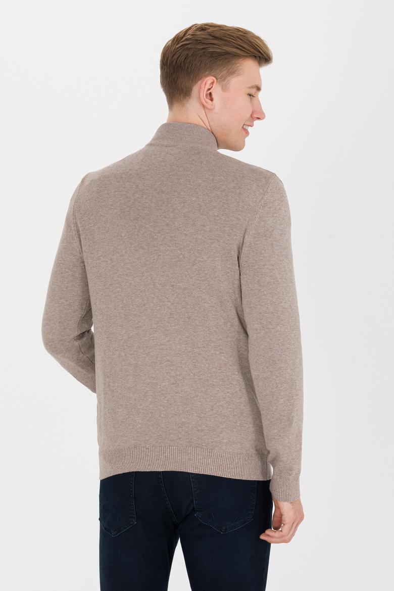 Erkek Vizon Melanj Basic Triko Hırka - 50262419018