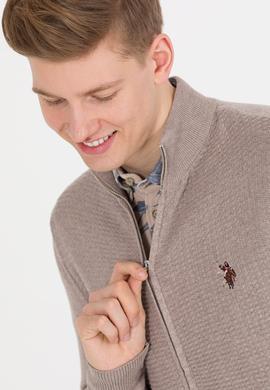 Erkek Vizon Melanj Basic Triko Hırka - 50262419018