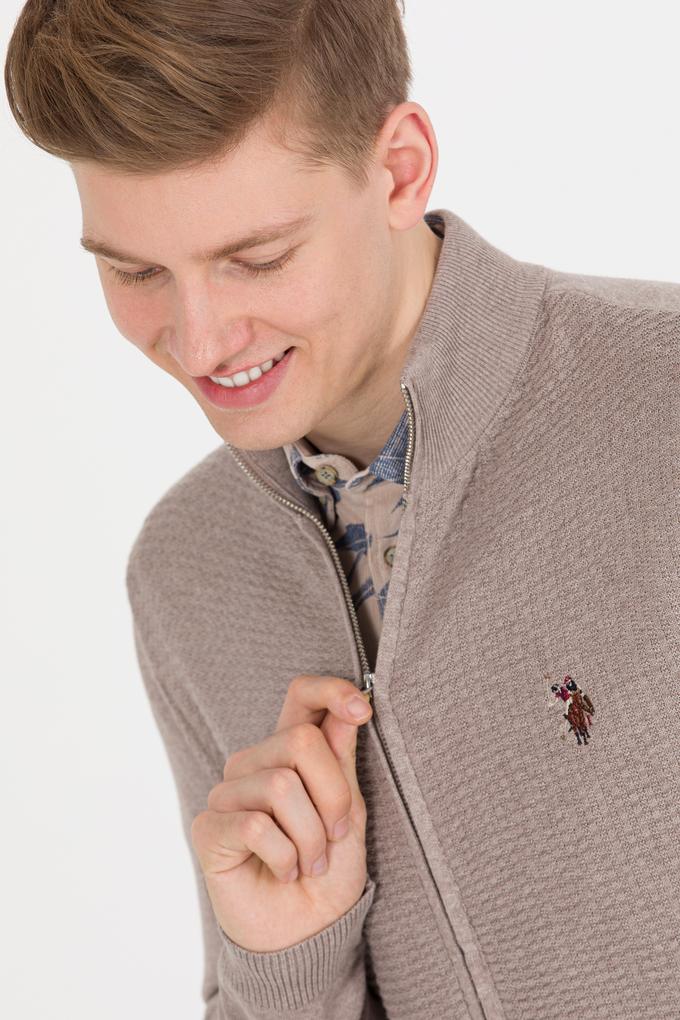 Erkek Vizon Melanj Basic Triko Hırka