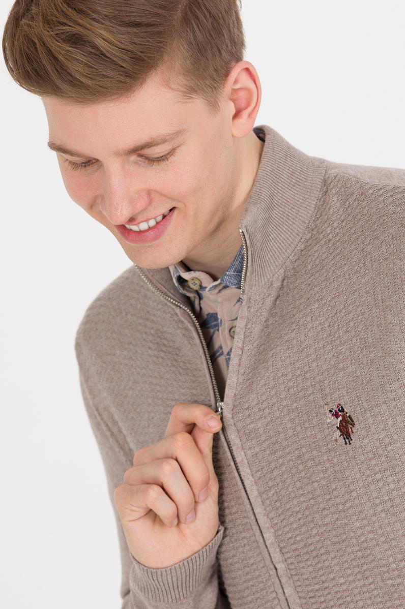 Erkek Vizon Melanj Basic Triko Hırka