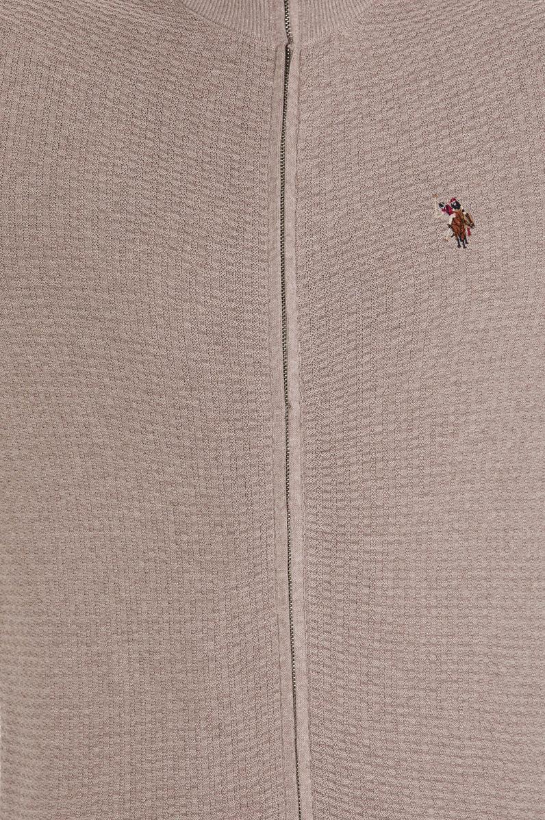 Erkek Vizon Melanj Basic Triko Hırka