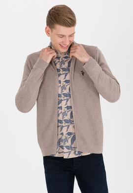 Erkek Vizon Melanj Basic Triko Hırka - 50262419018