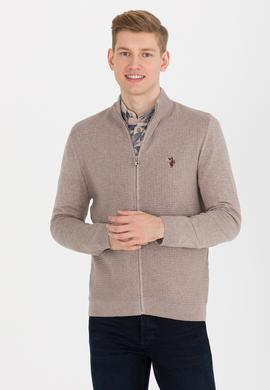 Erkek Vizon Melanj Basic Triko Hırka - 50262419018