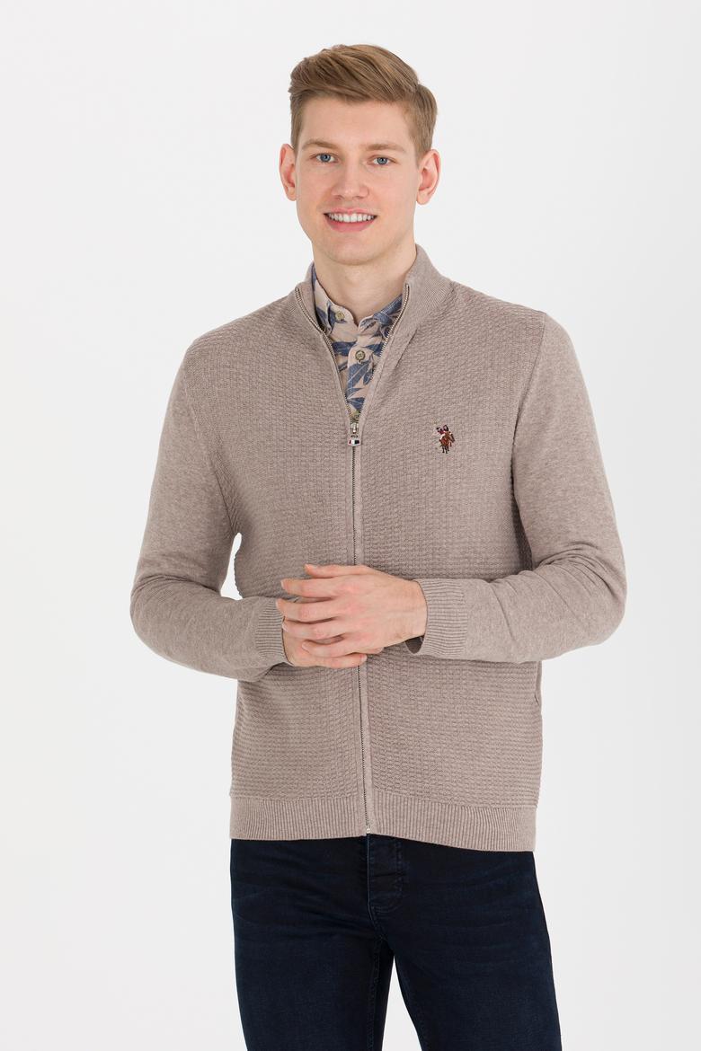 Erkek Vizon Melanj Basic Triko Hırka - 50262419018