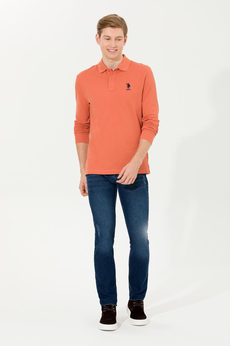 Erkek Kiremit Polo Yaka Basic Sweatshirt - 50263111010