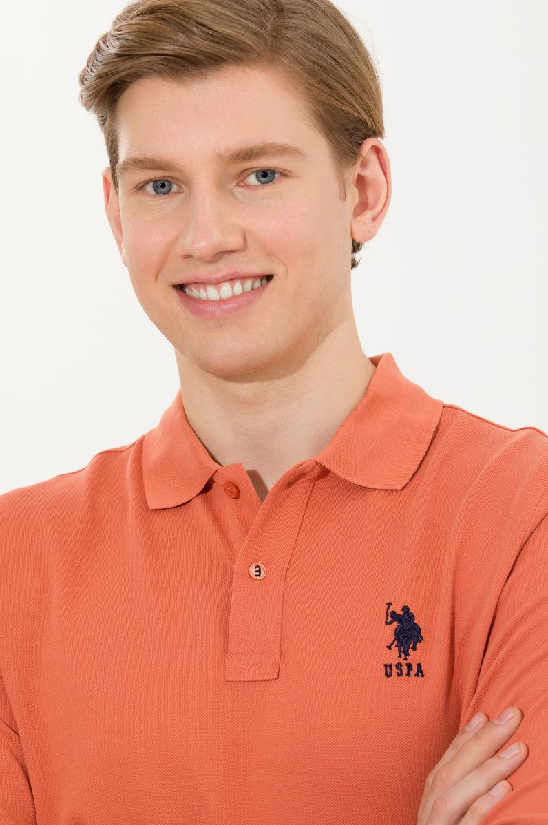 Erkek Kiremit Polo Yaka Basic Sweatshirt