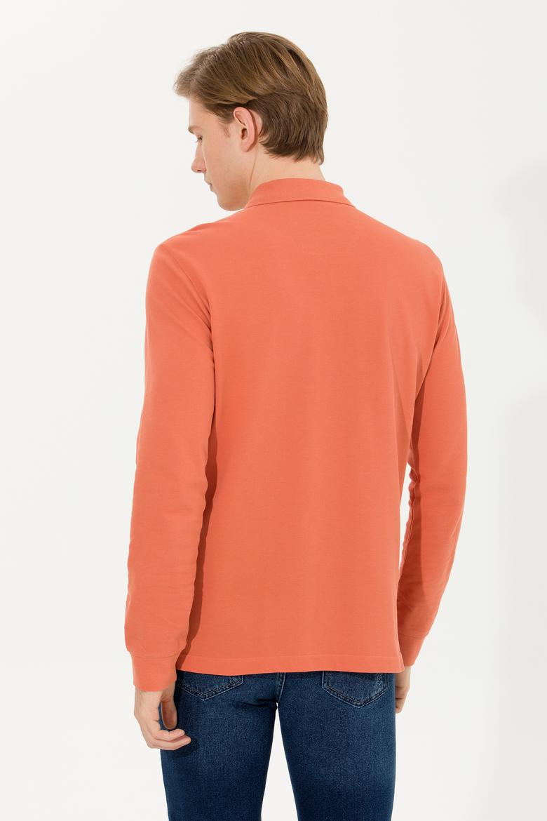 Erkek Kiremit Polo Yaka Basic Sweatshirt - 50263111010