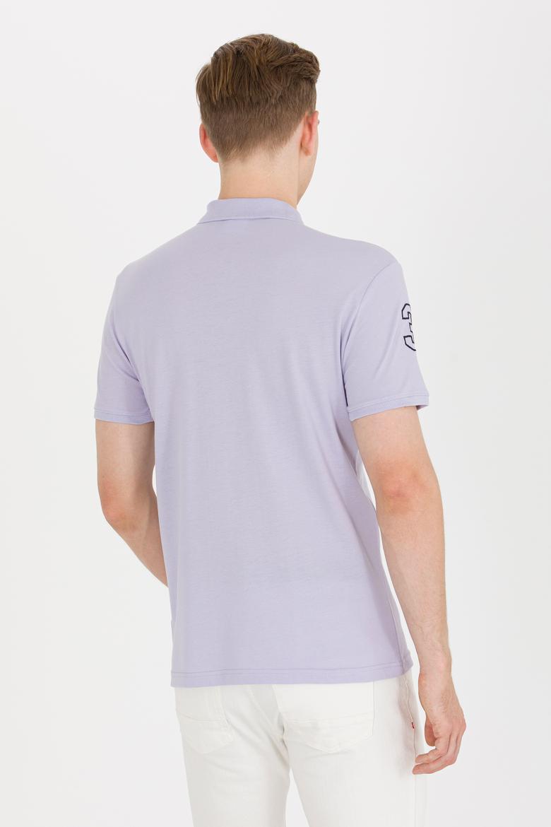 Erkek Lila Basic Polo Yaka Tişört - 50264891059