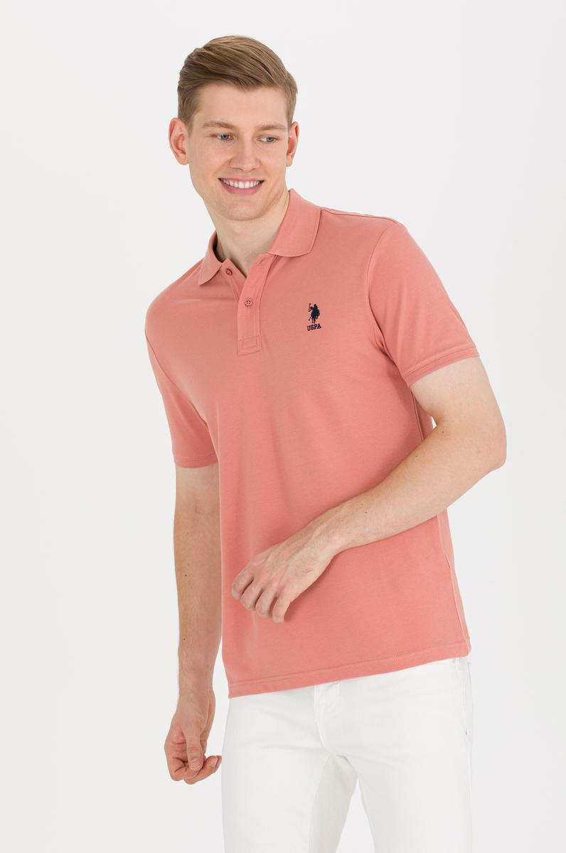 Erkek Pudra Basic Polo Yaka Tişört