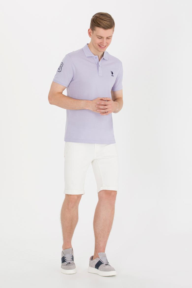 Erkek Lila Basic Polo Yaka Tişört - 50264891059