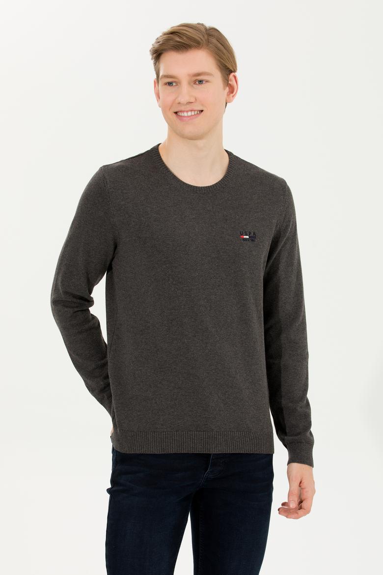 Erkek Antrasit Melanj Bisiklet Yaka Triko Kazak - 50268806006