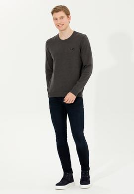 Erkek Antrasit Melanj Bisiklet Yaka Triko Kazak - 50268806006