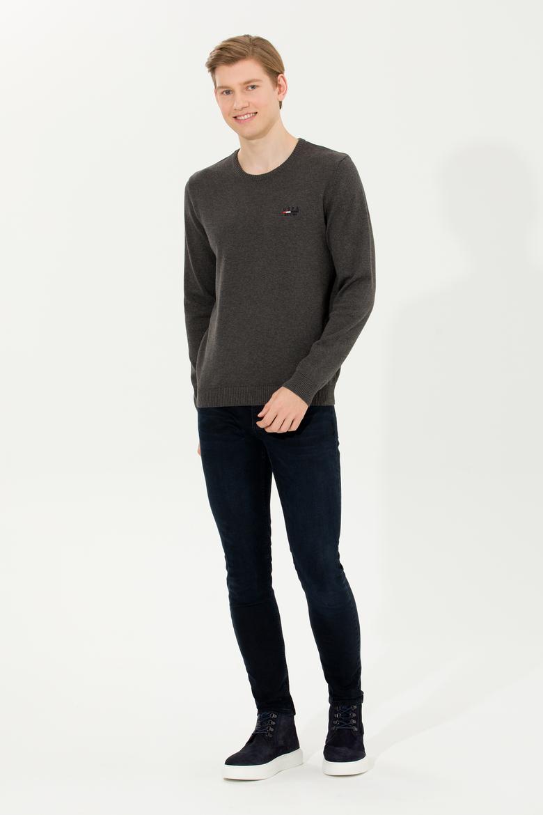 Erkek Antrasit Melanj Bisiklet Yaka Triko Kazak - 50268806006