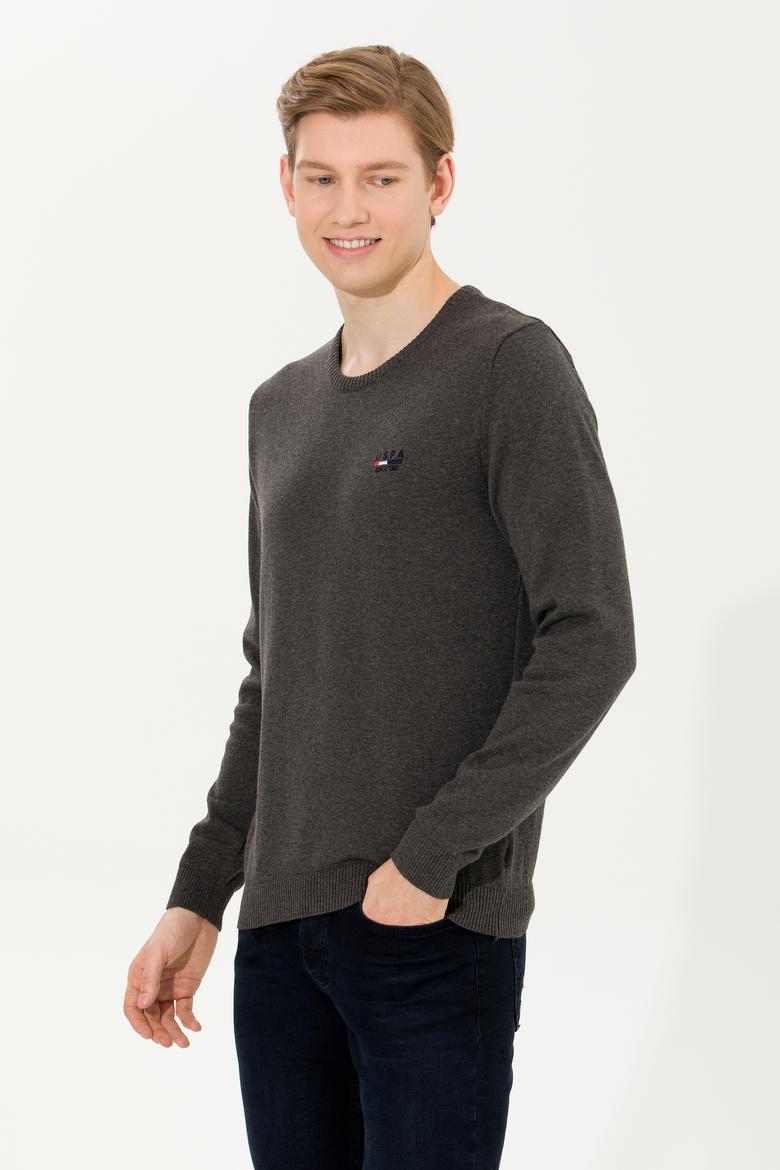 Erkek Antrasit Melanj Bisiklet Yaka Triko Kazak - 50268806006