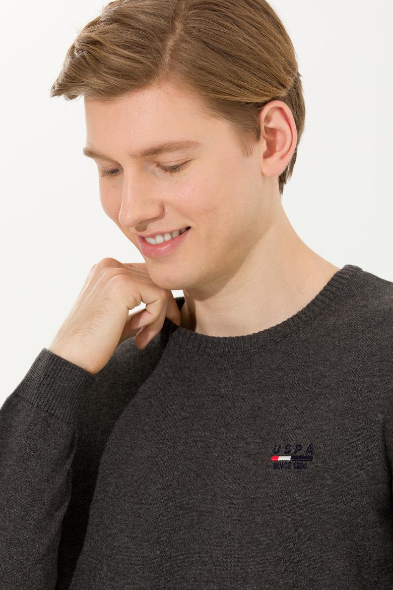 Erkek Antrasit Melanj Bisiklet Yaka Triko Kazak