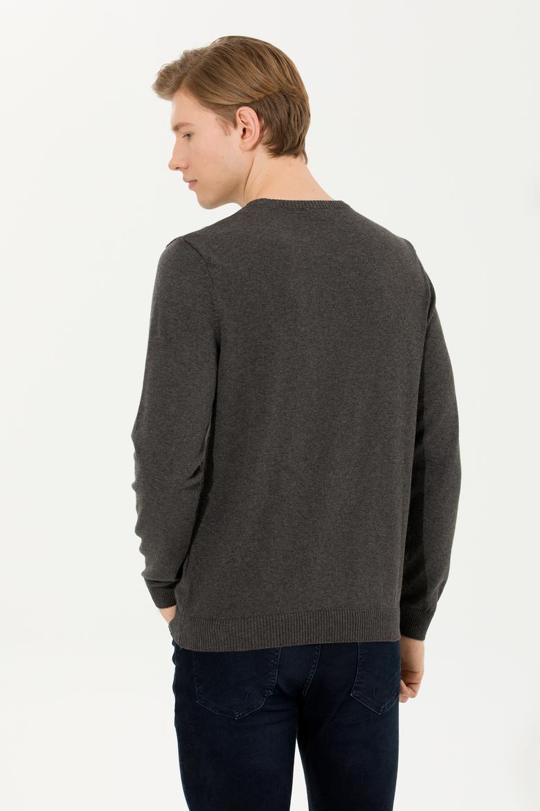 Erkek Antrasit Melanj Bisiklet Yaka Triko Kazak - 50268806006