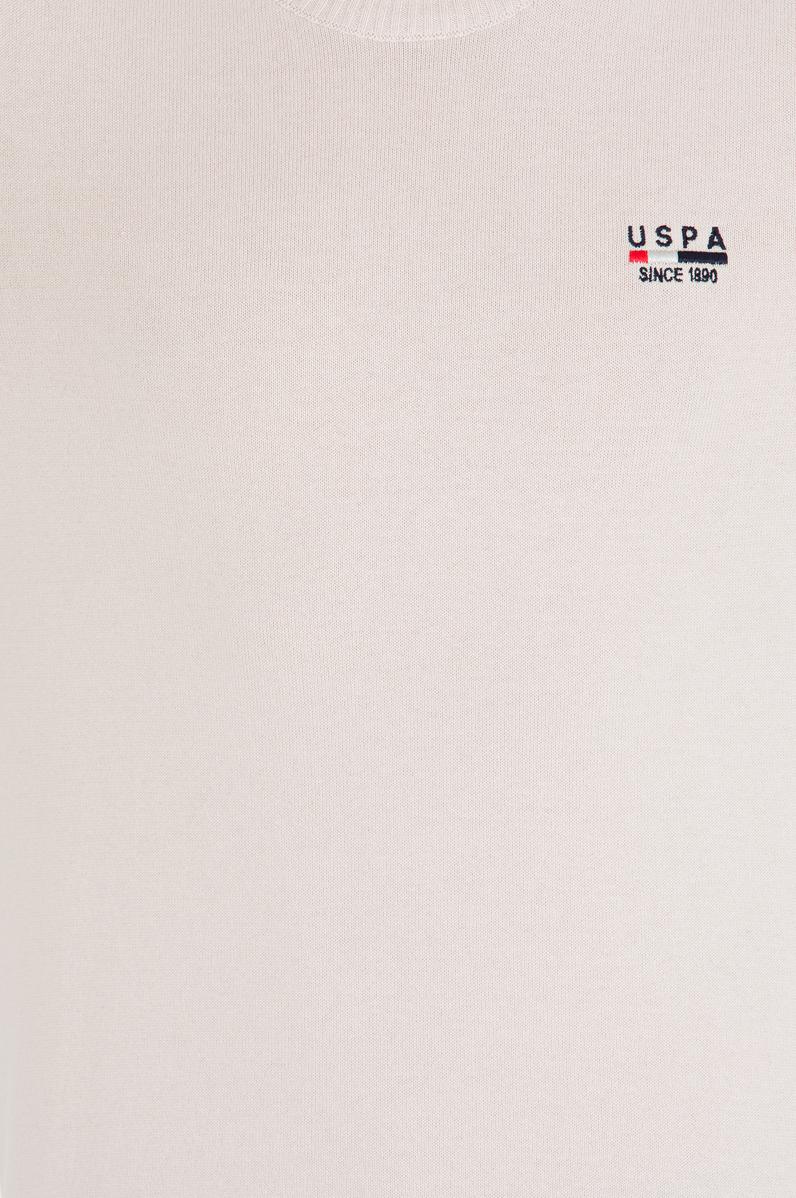 Erkek Krem Melanj Bisiklet Yaka Triko Kazak