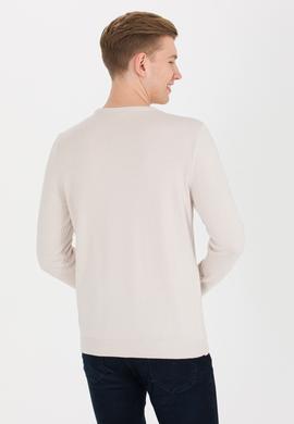 Erkek Krem Melanj Bisiklet Yaka Triko Kazak - 50268806017