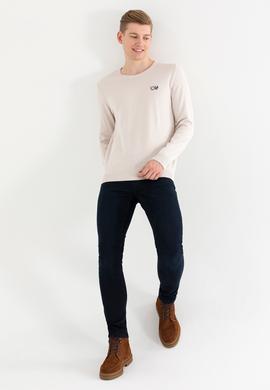 Erkek Krem Melanj Bisiklet Yaka Triko Kazak - 50268806017