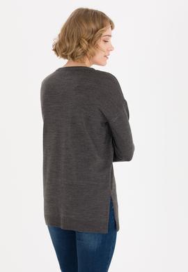 Kadın Antrasit Melanj V Yaka Kazak - 50260479011