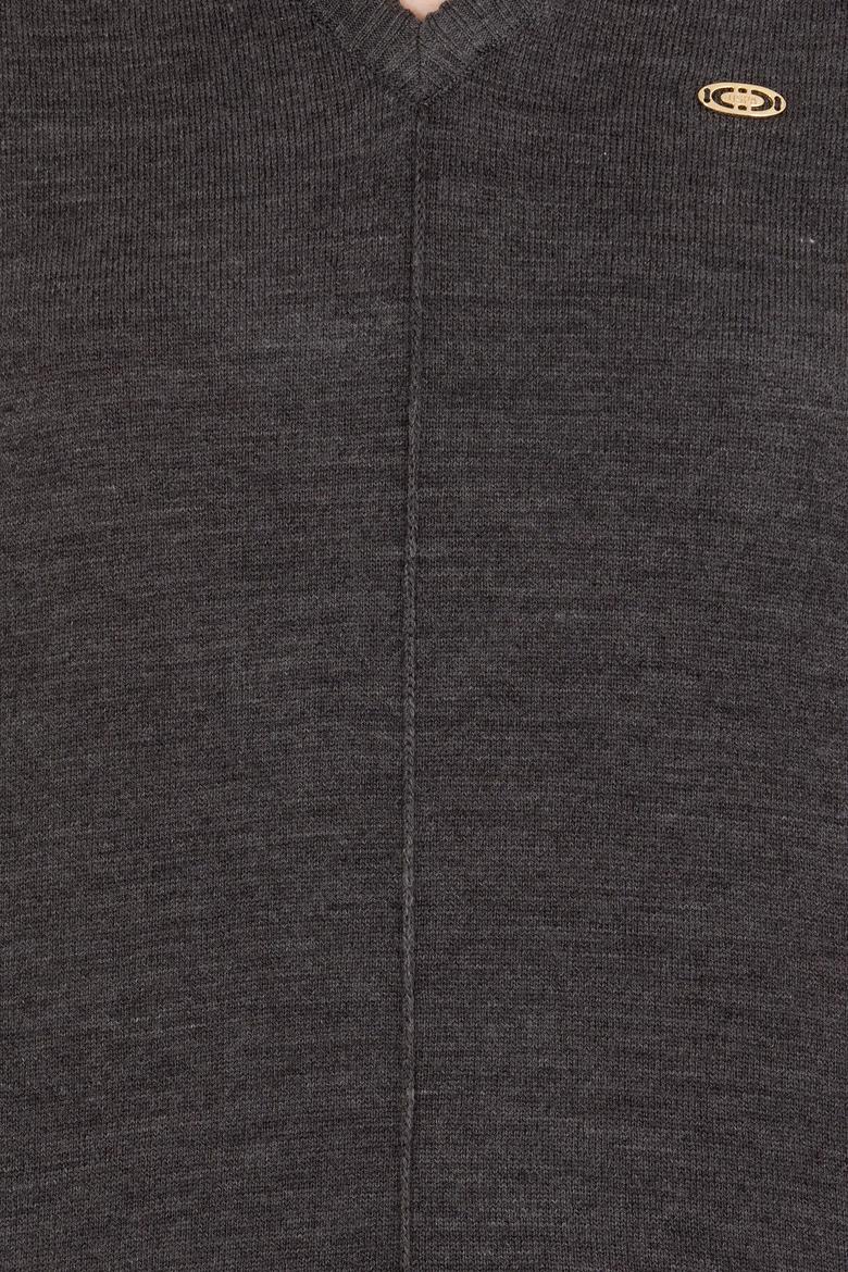 Kadın Antrasit Melanj V Yaka Kazak - 50260479011