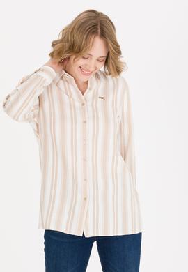 Kadın Bej Uzun Kollu Gömlek - 50262294012