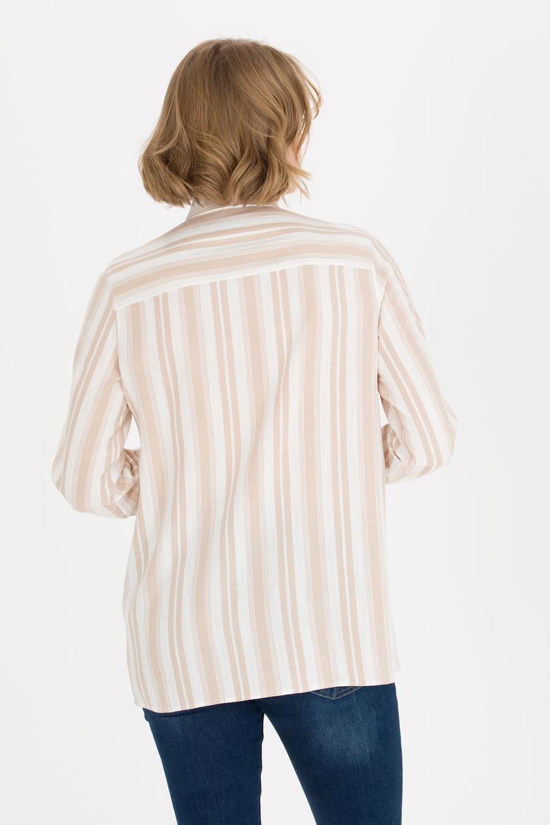 Kadın Bej Uzun Kollu Gömlek - 50262294012