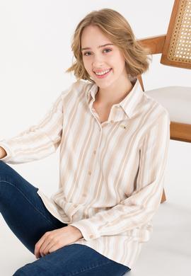 Kadın Bej Uzun Kollu Gömlek - 50262294012