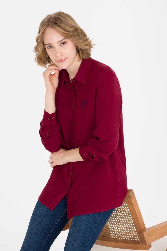 Kadın Vişne Uzun Kollu Gömlek