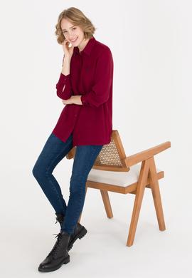 Kadın Vişne Uzun Kollu Gömlek - 50262295022