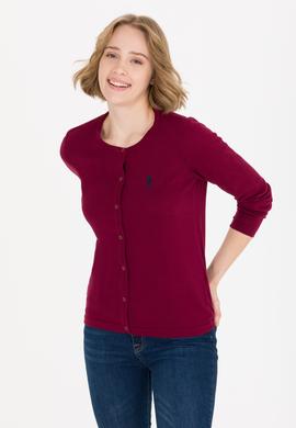 Kadın Bordo Basic Triko Hırka - 50257801025