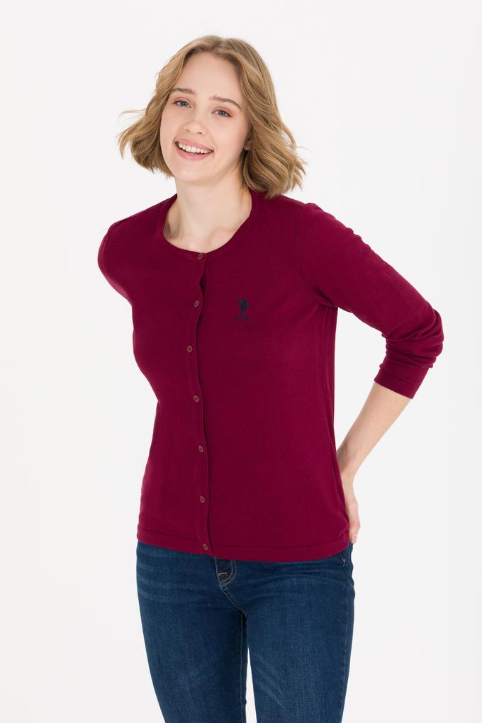 Kadın Bordo Basic Triko Hırka