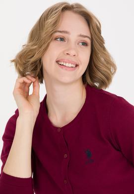 Kadın Bordo Basic Triko Hırka - 50257801025