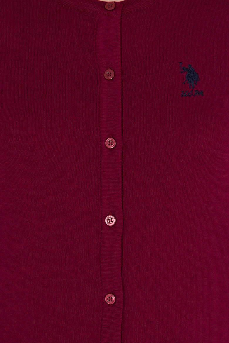 Kadın Bordo Basic Triko Hırka - 50257801025