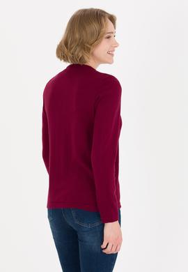 Kadın Bordo Basic Triko Hırka - 50257801025